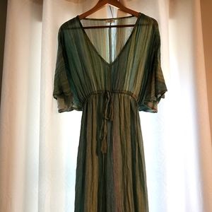S/M World Market Maxi Dress // Green & Blue